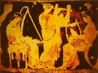古希腊音乐家演奏竖琴