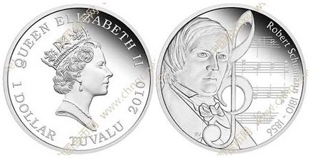 图瓦卢发行舒曼诞辰200周年纪念银币